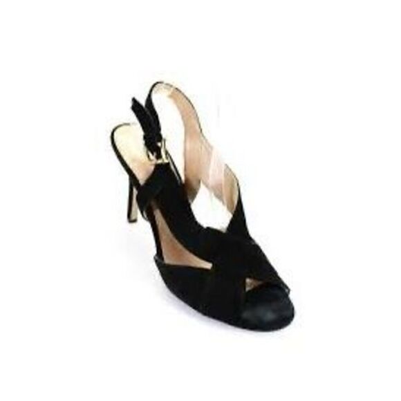 Michael by Michael Kors Women’s Size 10 Suede Peep Toe Slingback Heels Black - Picture 12 of 12